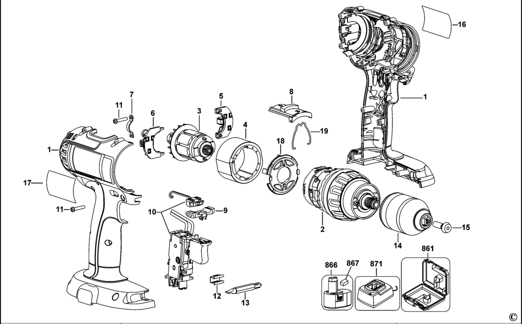 Dewalt DCD775 Type 1 Cordless Drill Spare Parts