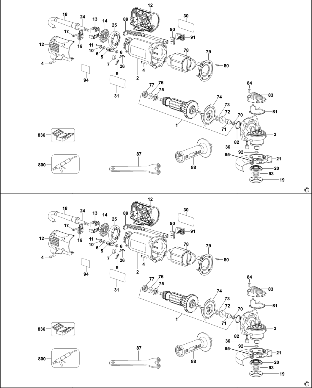 Dewalt D28141 Type 4 Small Angle Grinder Spare Parts