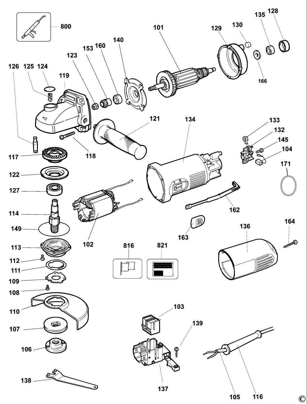 Dewalt DW818 Type 6 Small Angle Grinder Spare Parts