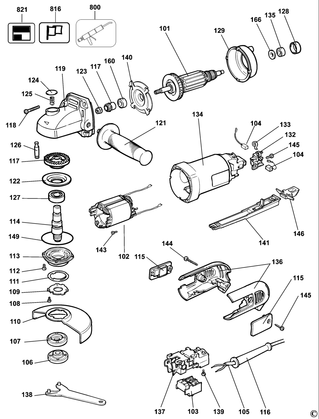 Dewalt DW806 Type 6 Small Angle Grinder Spare Parts