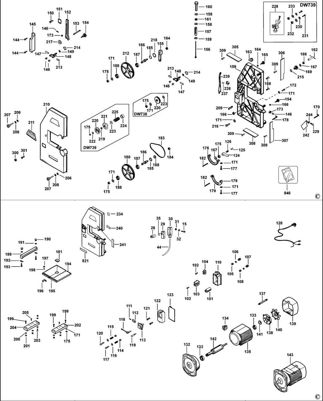 Dewalt DW739 Type 3 Bandsaw Spare Parts