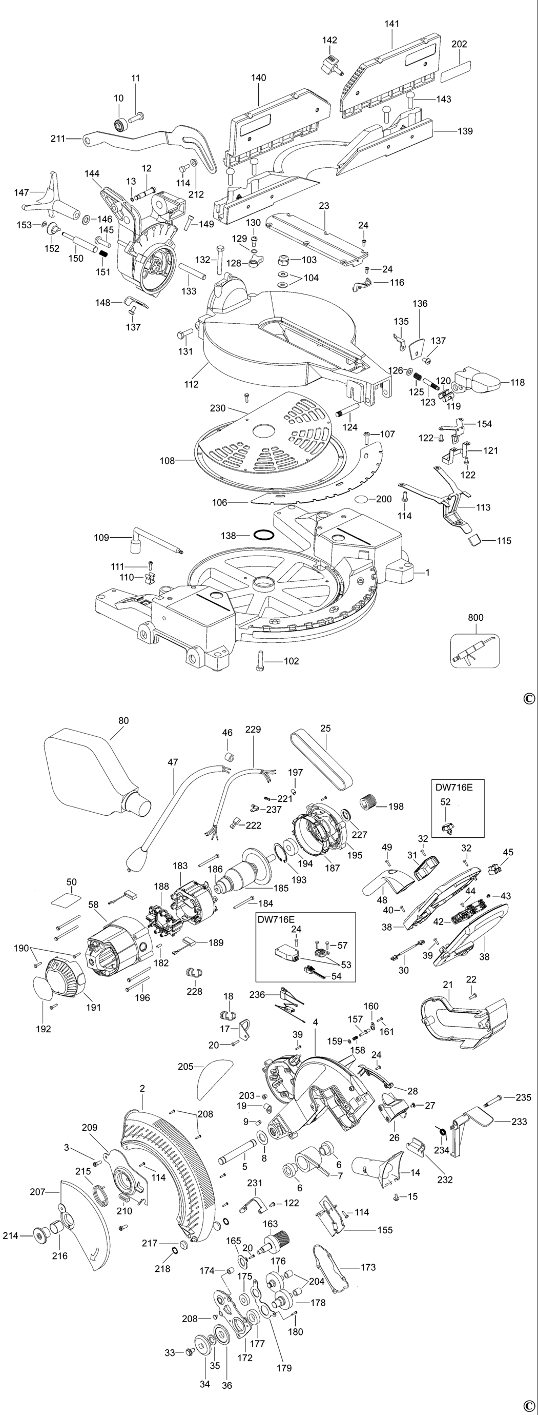 Dewalt DW716 Type 2 Mitre Saw Spare Parts
