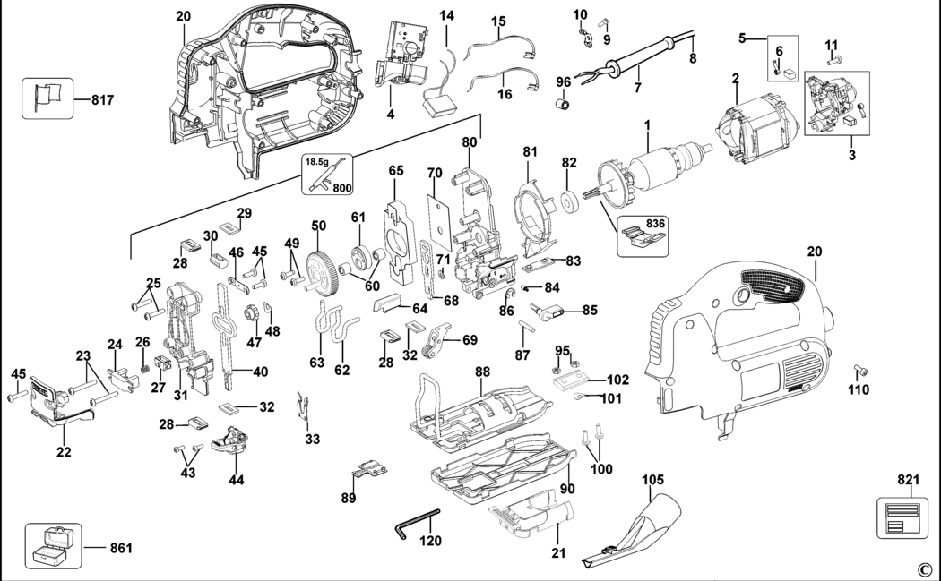 Dewalt DW341K Type 3 Jigsaw Spare Parts