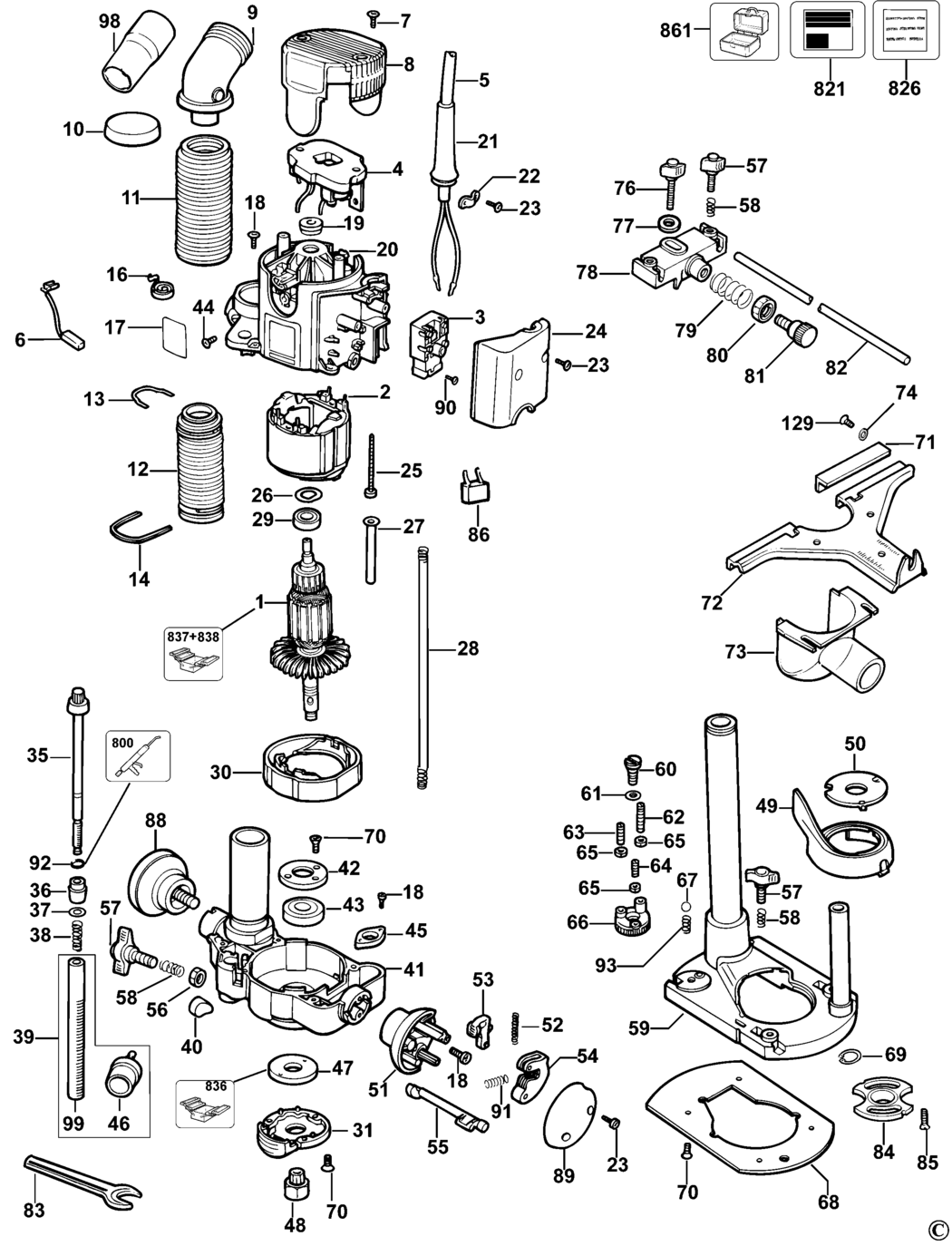 Dewalt DW622 Type 3 Router Spare Parts