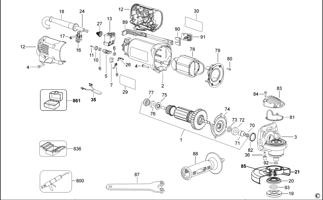 Dewalt D28011 Type 3 Small Angle Grinder Spare Parts