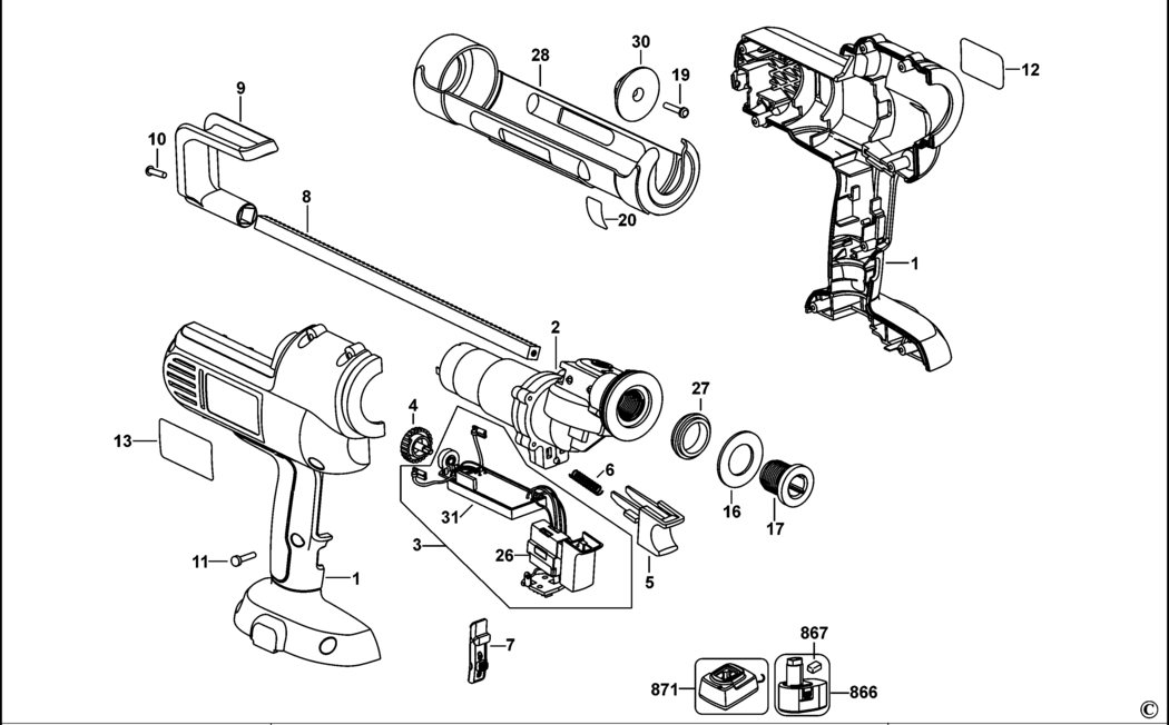 Dewalt DC540 Type 11 Caulk Gun Spare Parts
