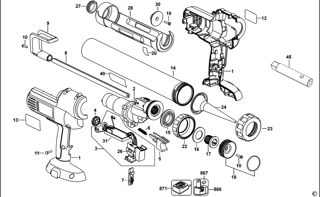 Dewalt DC547 Type 11 Caulk Gun Spare Parts
