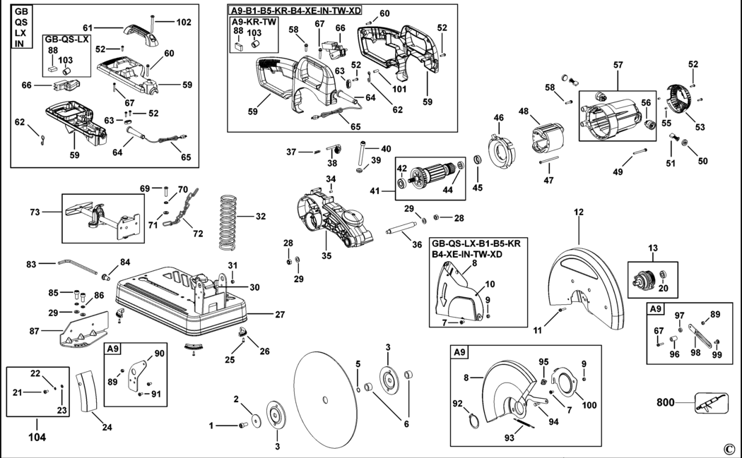 Dewalt D28710 Type 1 Chop Saw Spare Parts