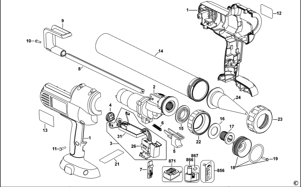 Dewalt DC547 Type 2 Caulk Gun Spare Parts