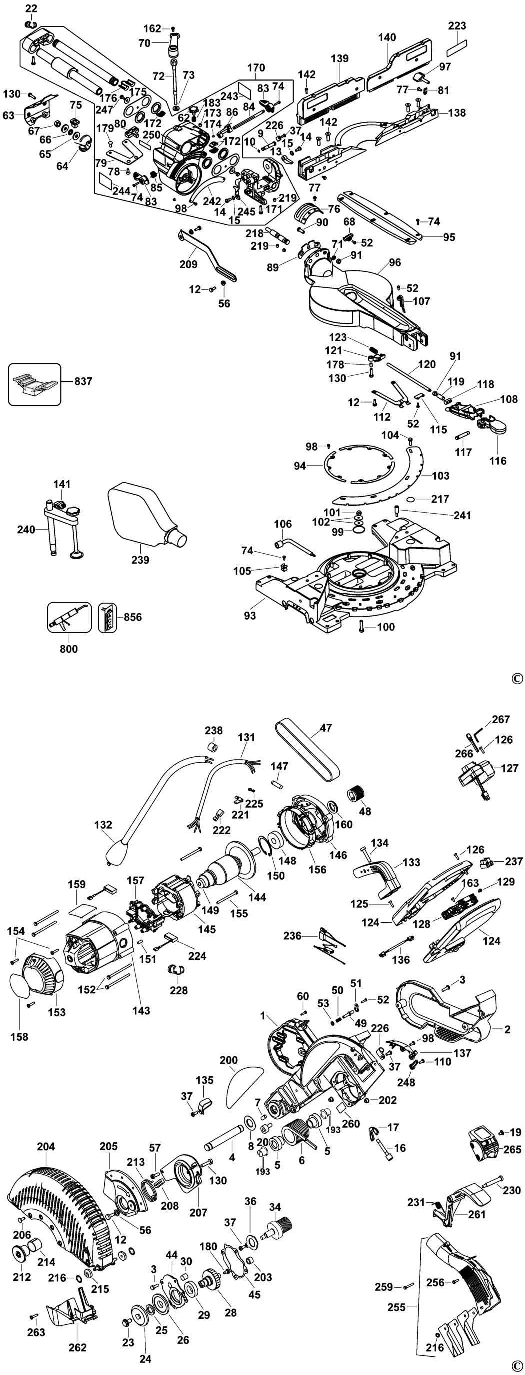 Dewalt DW717XPS Type 3 Mitre Saw Spare Parts