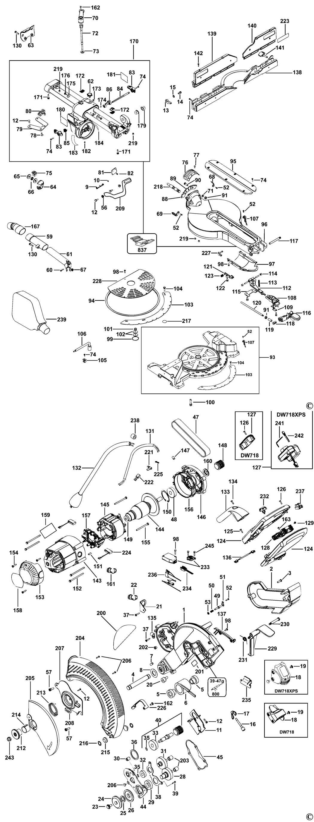 Dewalt DW718 Type 5 Mitre Saw Spare Parts