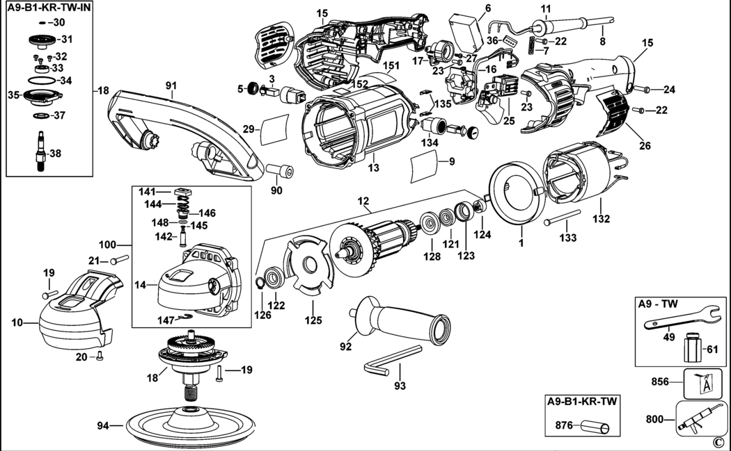 Dewalt DWP849X Type 1 Polisher Spare Parts