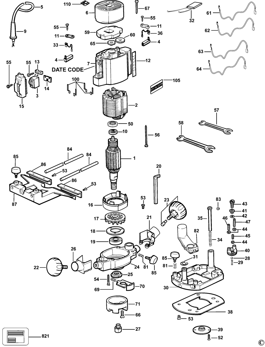 Dewalt DW615 Type 5 Router Spare Parts