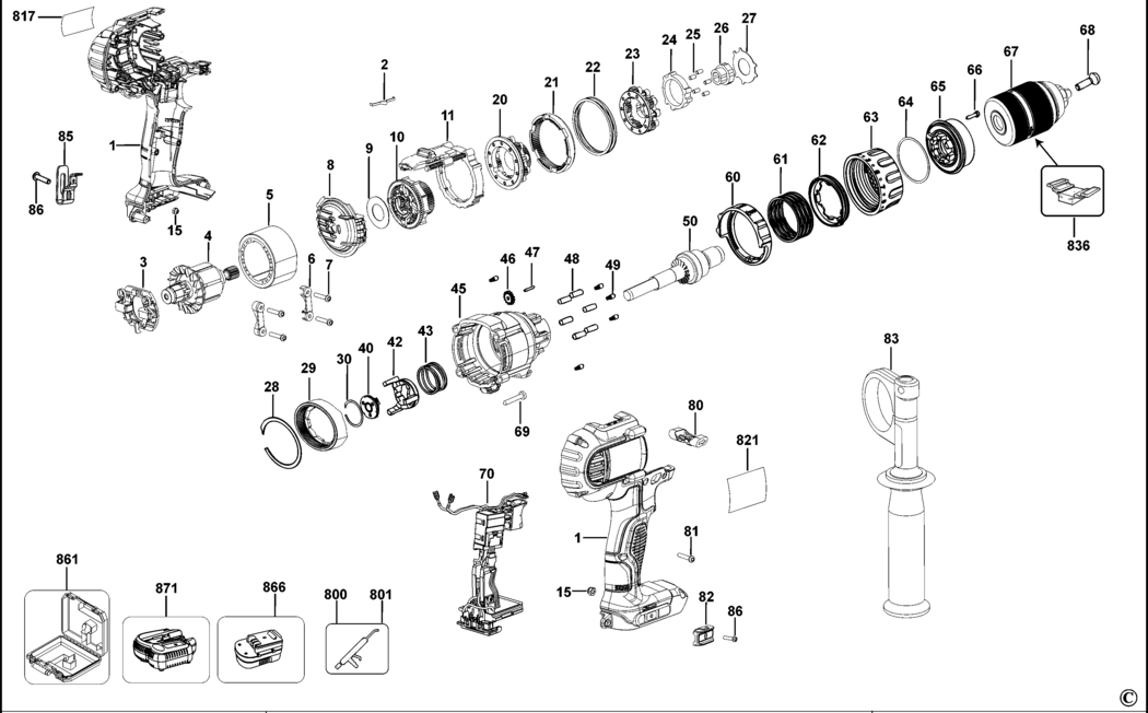 Dewalt DCD980 Type 10 Cordless Drill Spare Parts