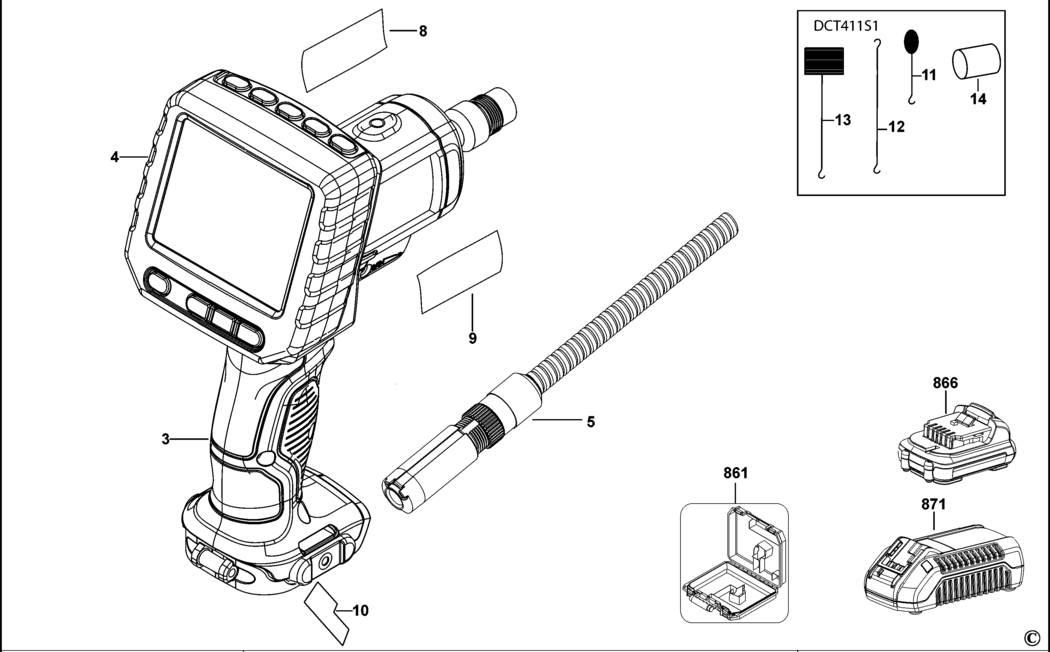 Dewalt DCT411 Type 1 Inspection Camera Spare Parts