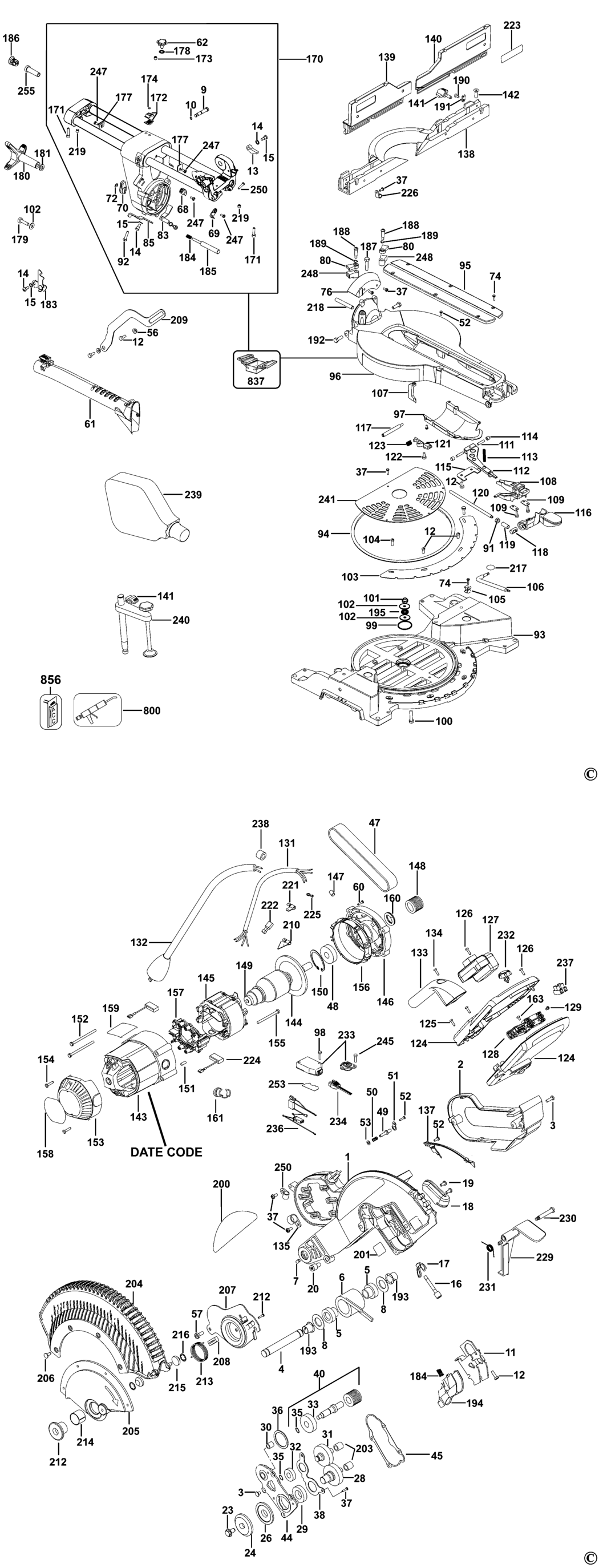 Dewalt DWS780 Type 10 Mitre Saw Spare Parts