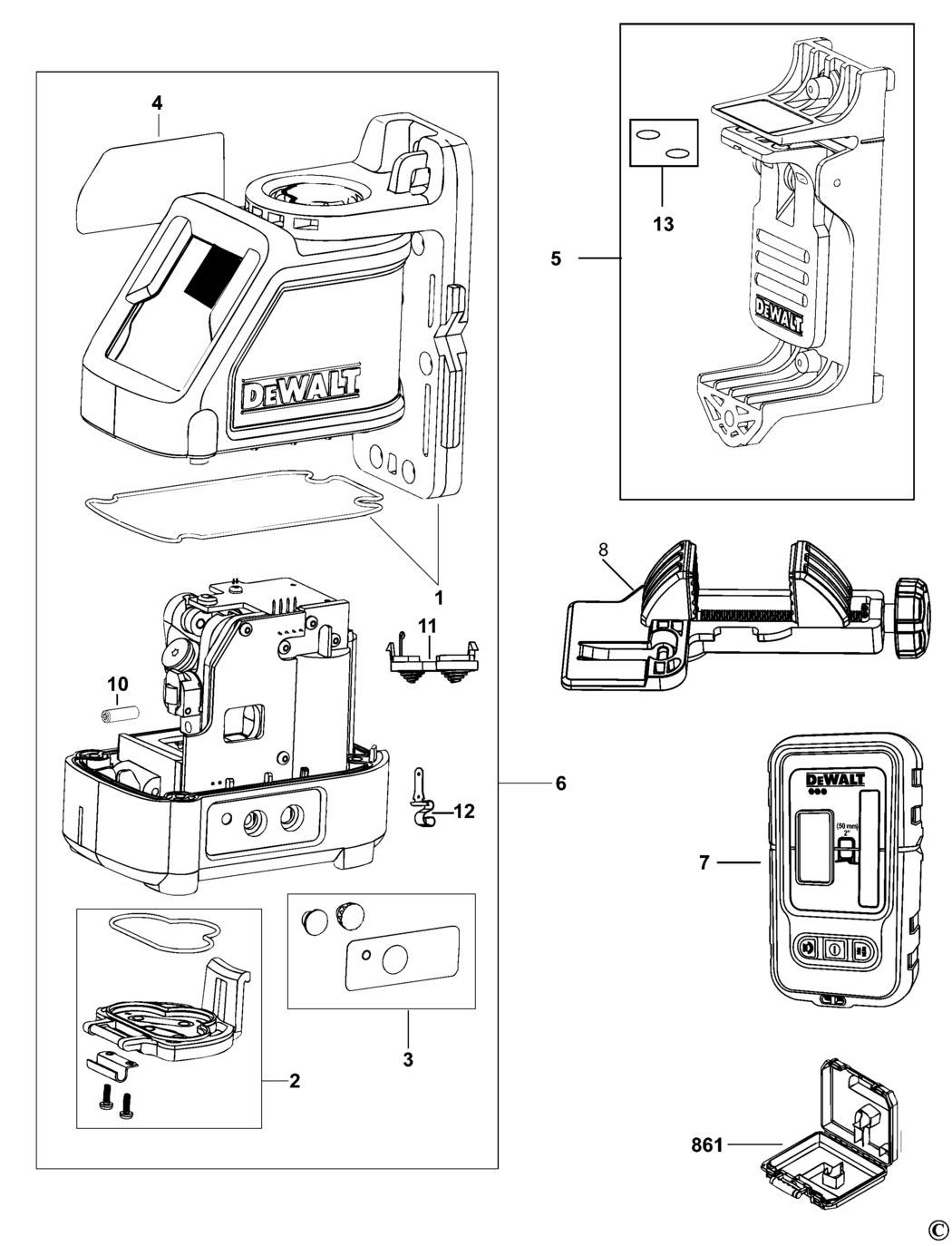 Dewalt DW088KD Type 1 Crossline Laser Spare Parts