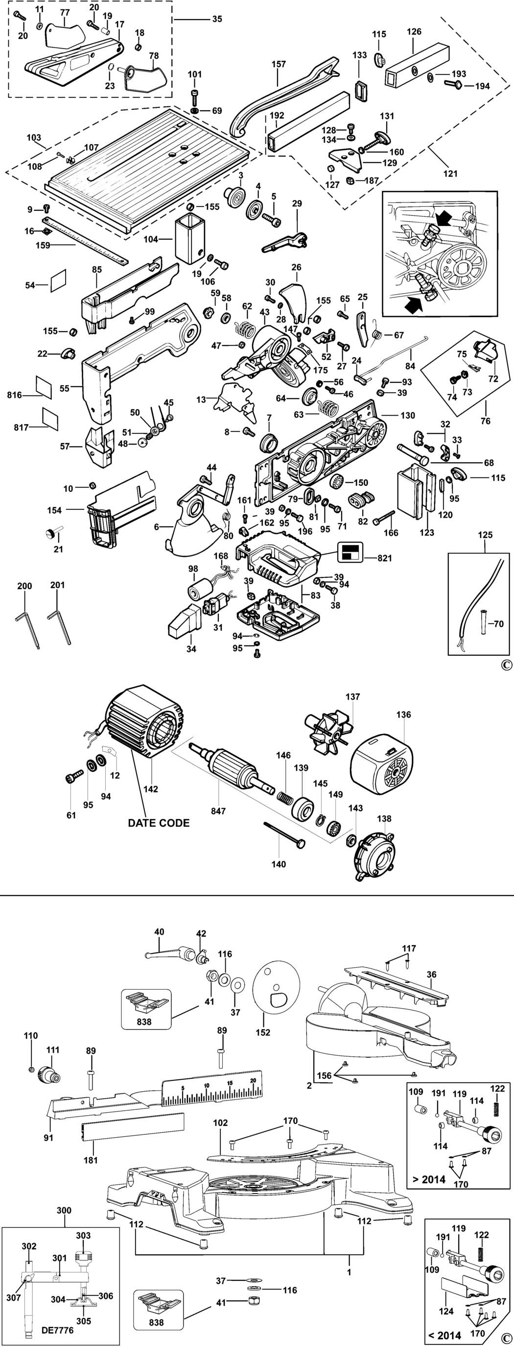 Dewalt DW711 Type 7 Mitre Saw Spare Parts