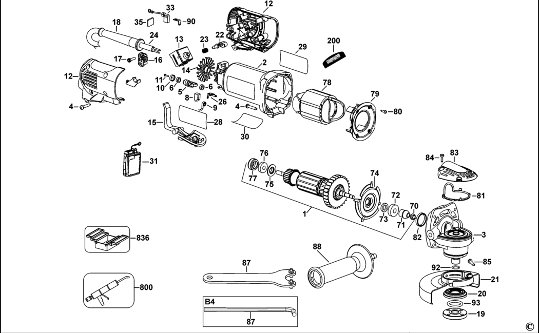 Dewalt D28114N Type 1 Small Angle Grinder Spare Parts