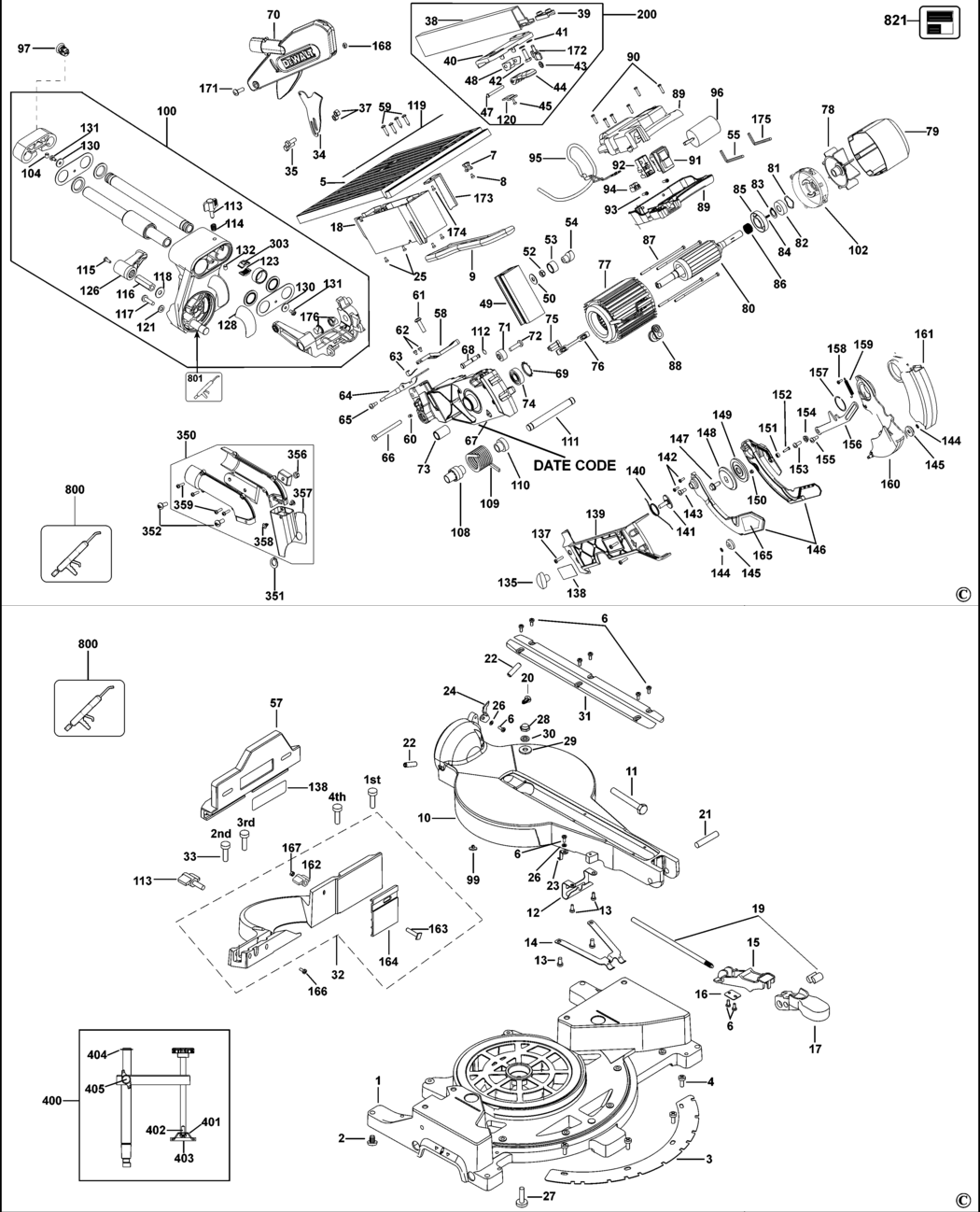 Dewalt D27111 Type 2 Crosscut Mitre Saw Spare Parts