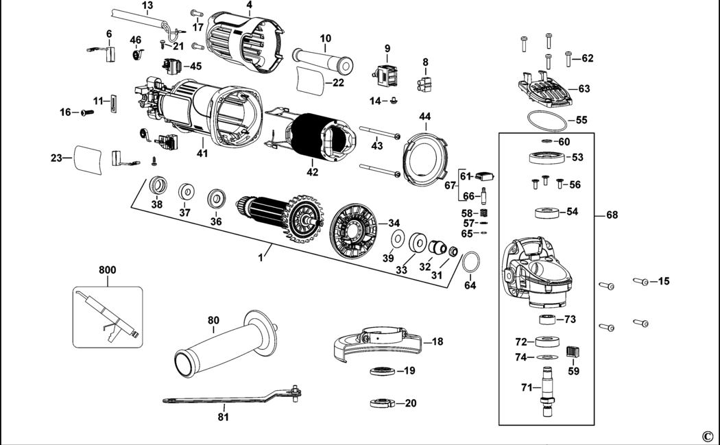 Dewalt DWE4001 Type 1 Small Angle Grinder Spare Parts