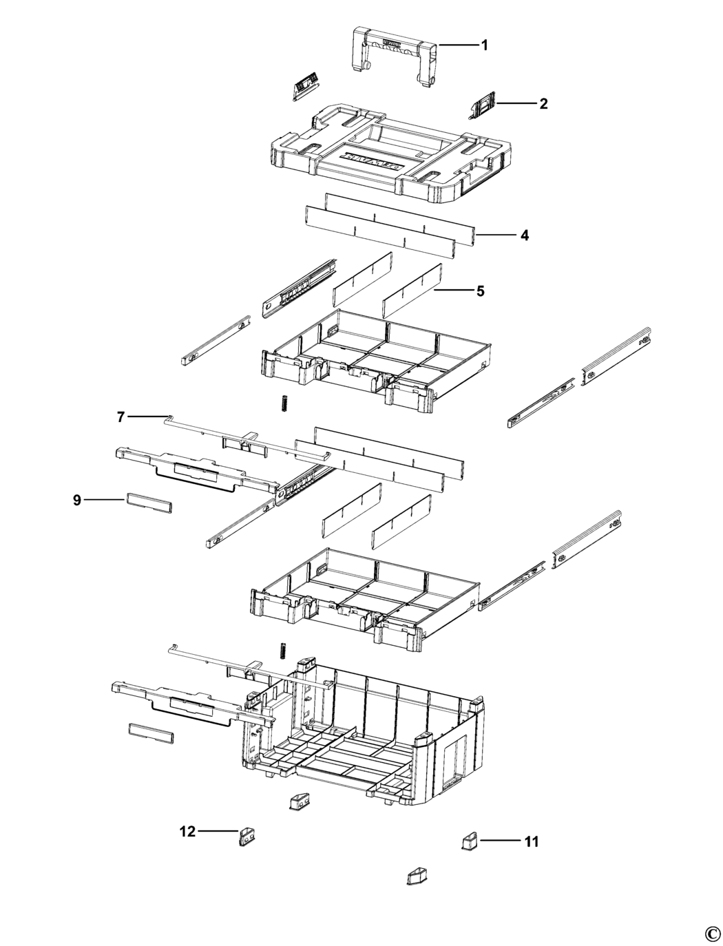 Dewalt DWST1-70706 Type 1 Workbox Spare Parts