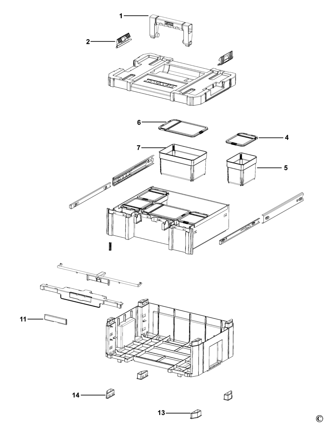 Dewalt DWST1-70705 Type 1 Workbox Spare Parts