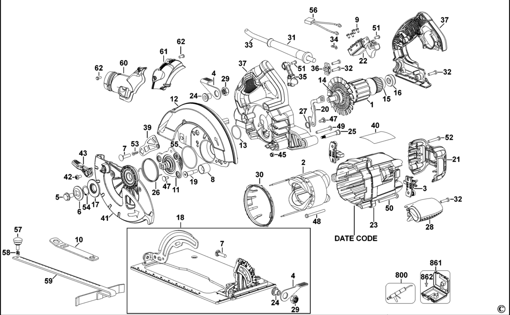 Dewalt DWE575 Type 1 Circular Saw Spare Parts