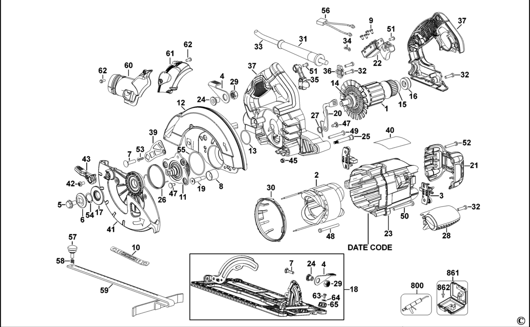 Dewalt DWE576 Type 1 Circular Saw Spare Parts