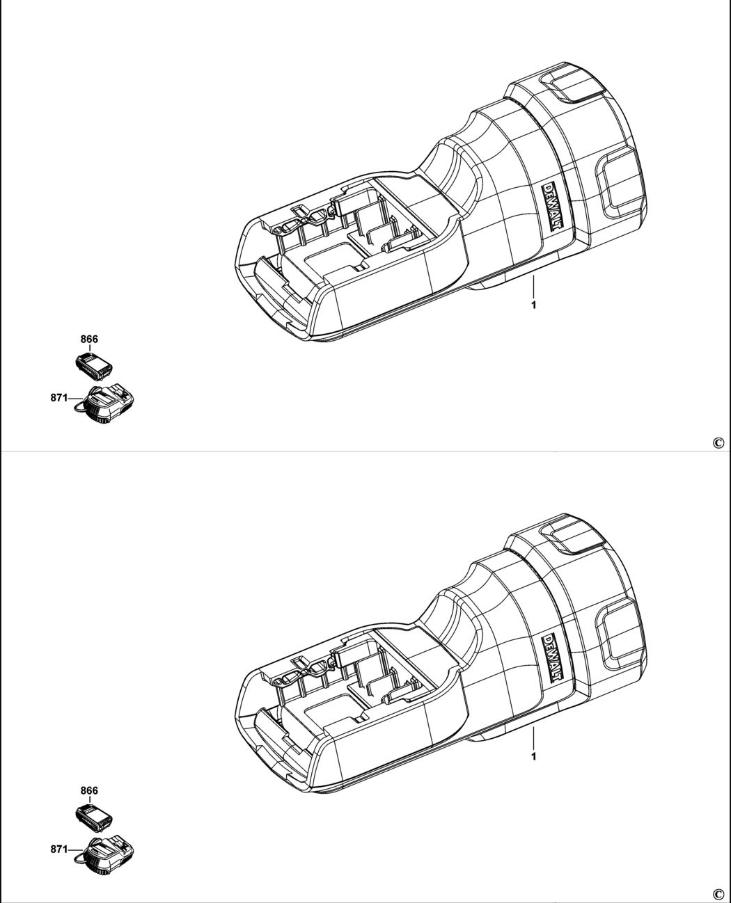 Dewalt DCL508N Type 1 Cordless Torch Spare Parts