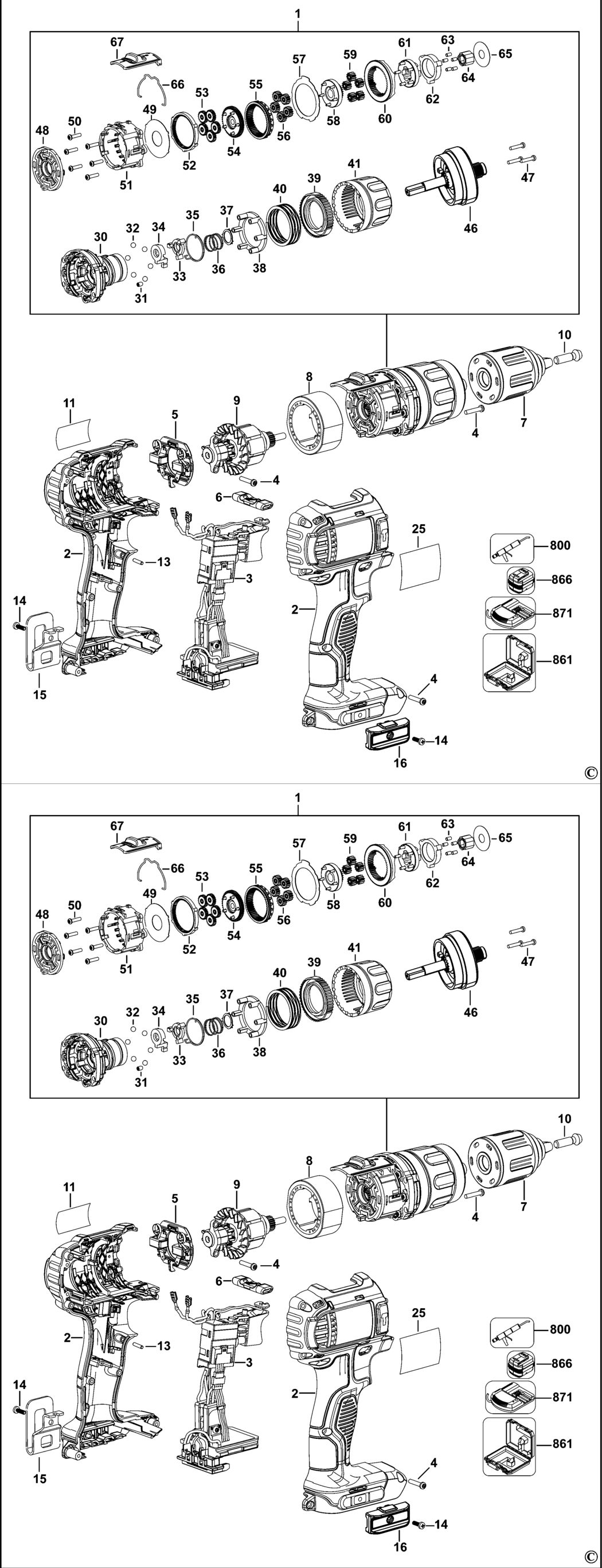 Dewalt DCD785 Type 10 Cordless Drill Spare Parts