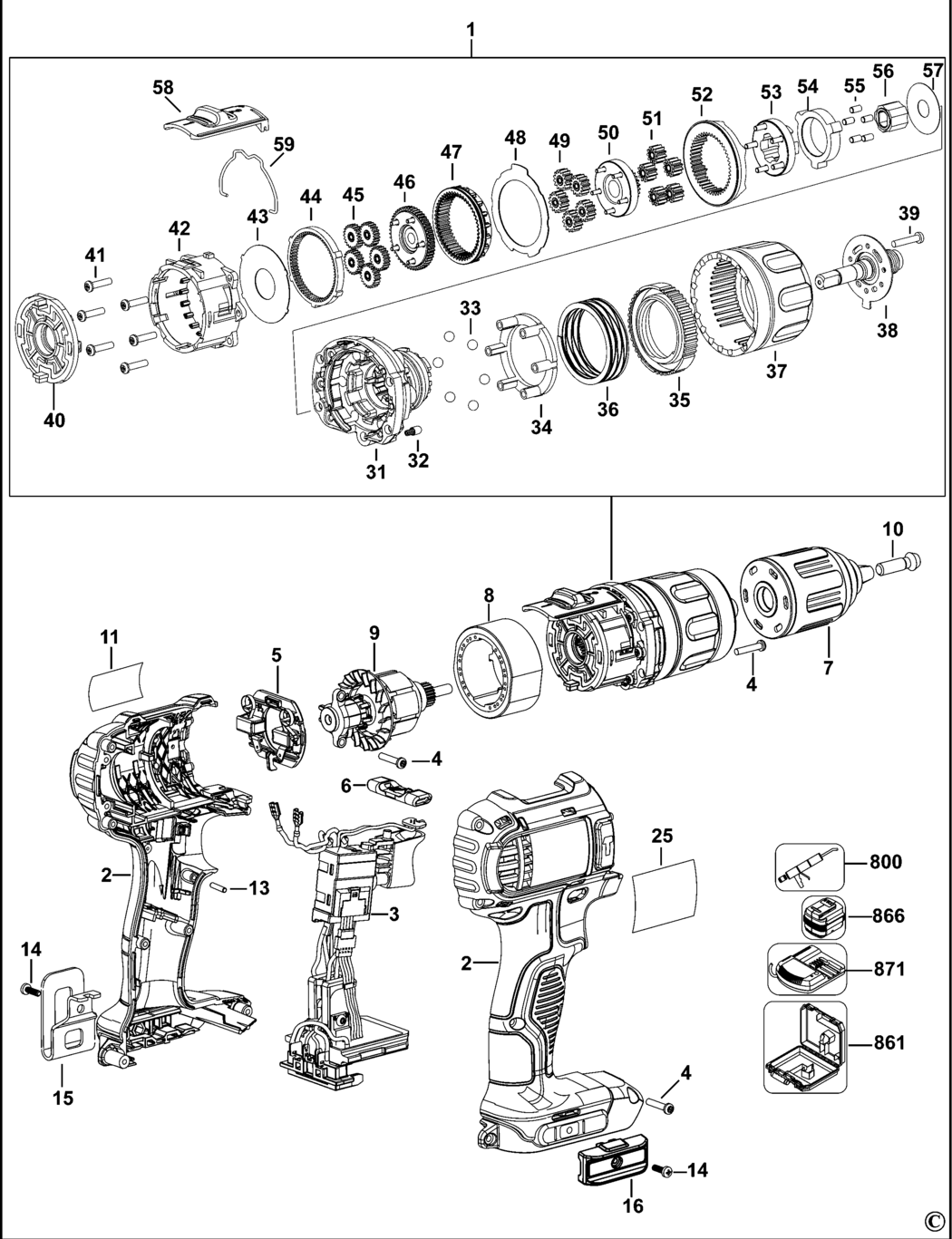 Dewalt DCD730 Type 10 Cordless Drill Spare Parts