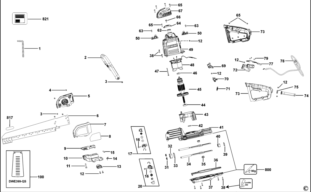 Dewalt DWE396 Type 1 Universal Saw Spare Parts