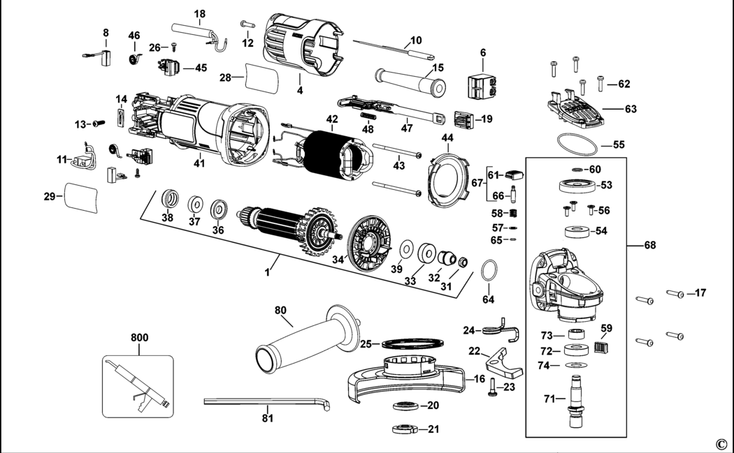 Dewalt DWE4051 Type 2 Small Angle Grinder Spare Parts