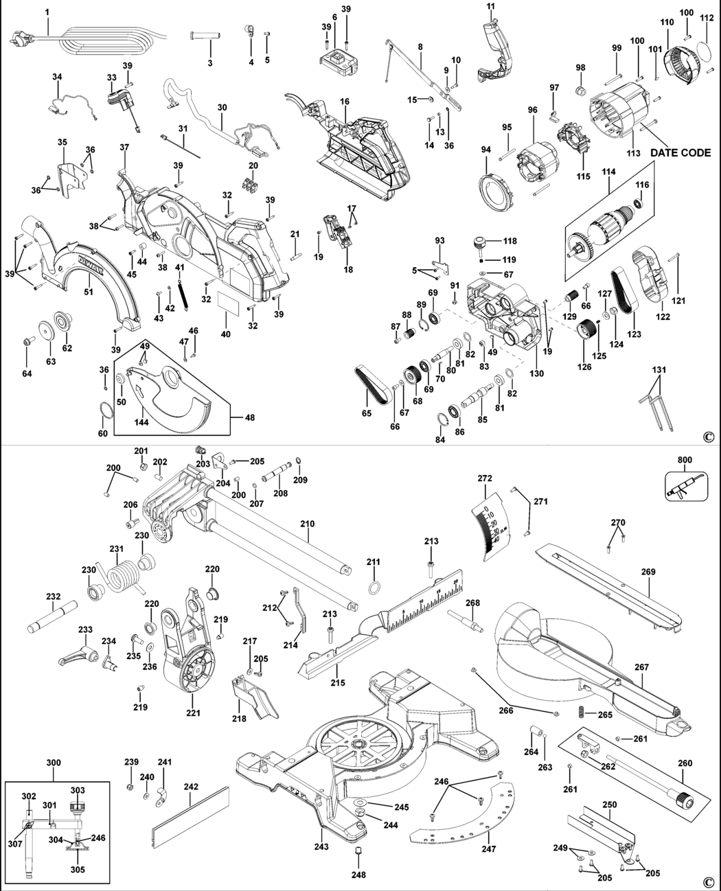 Dewalt DWS778 Type 1 Mitre Saw Spare Parts