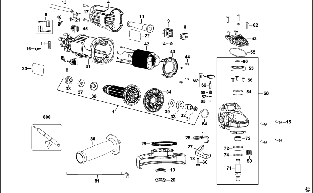 Dewalt DWE4110 Type 1 Small Angle Grinder Spare Parts
