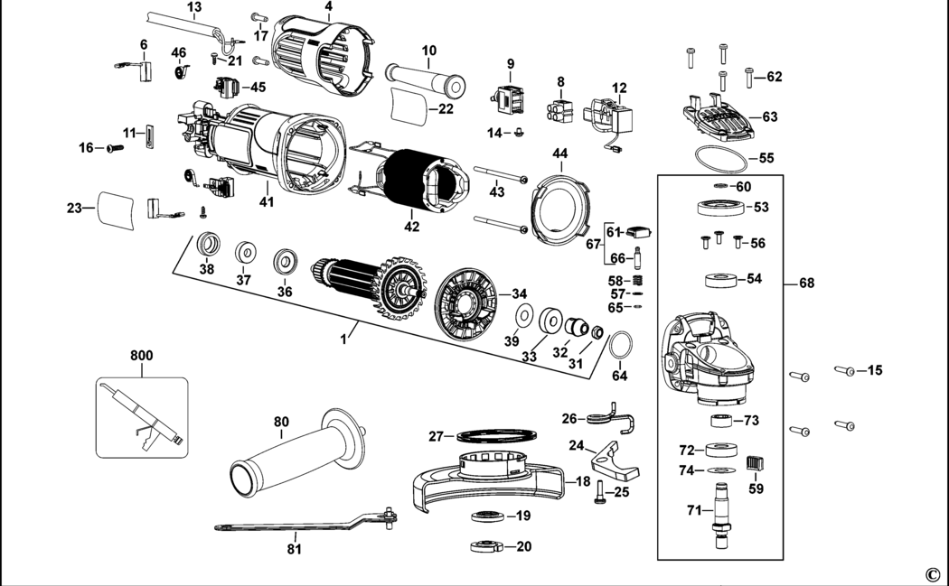 Dewalt DWE4000 Type 1 Small Angle Grinder Spare Parts