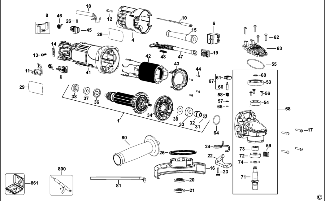 Dewalt DWE4150 Type 1 Small Angle Grinder Spare Parts