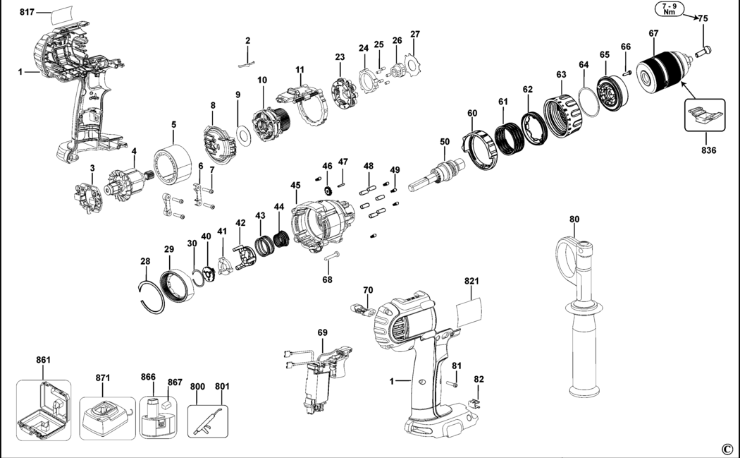 Dewalt DCD935 Type 12 Combination Unit Spare Parts