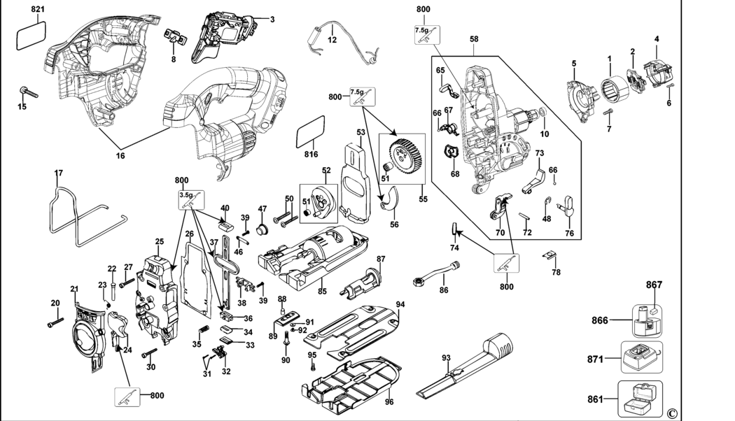 Dewalt DC330 Type 2 Cordless Jigsaw Spare Parts