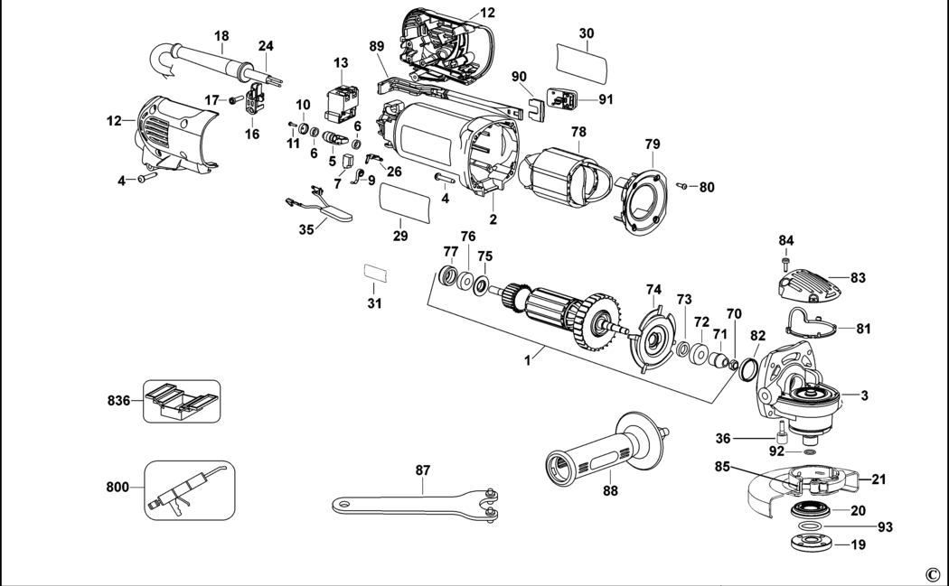 Dewalt D28139 Type 4 Small Angle Grinder Spare Parts