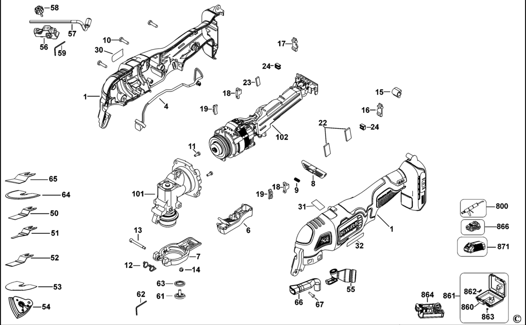 Dewalt DCS355 Type 1 Multitool Spare Parts