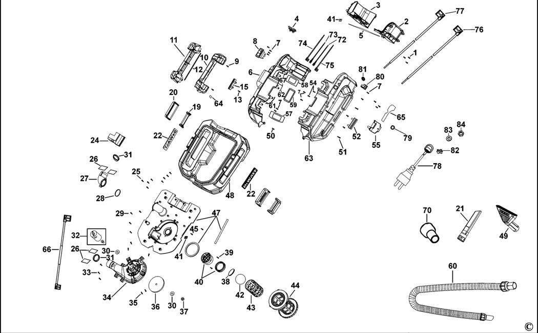 Dewalt DCV582 Type 1 Wet N'dry Vac Spare Parts