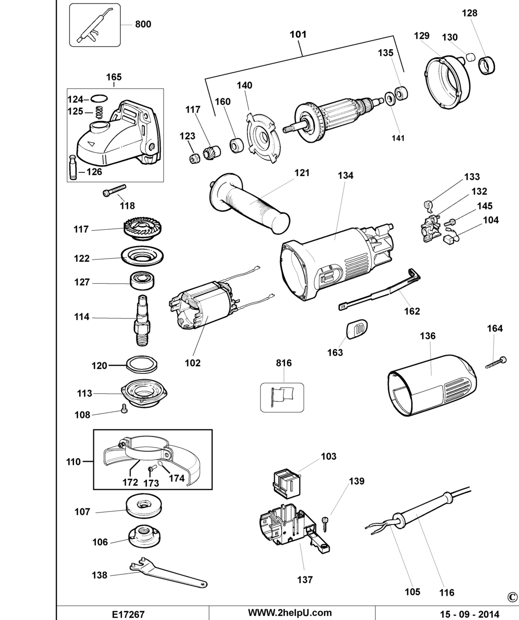 Dewalt DW820 Type 1 Small Angle Grinder Spare Parts
