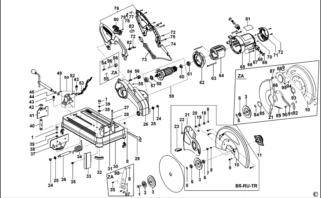 Dewalt D28720 Type 1 Chop Saw Spare Parts