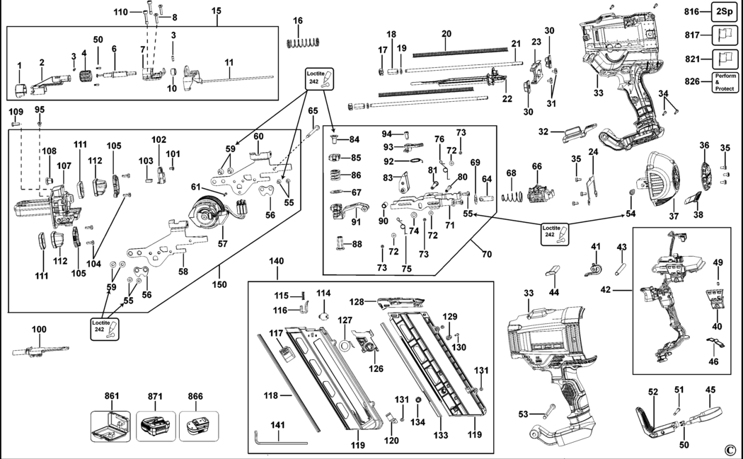 Dewalt DCN692 Type 1 Cordless Nailer Spare Parts