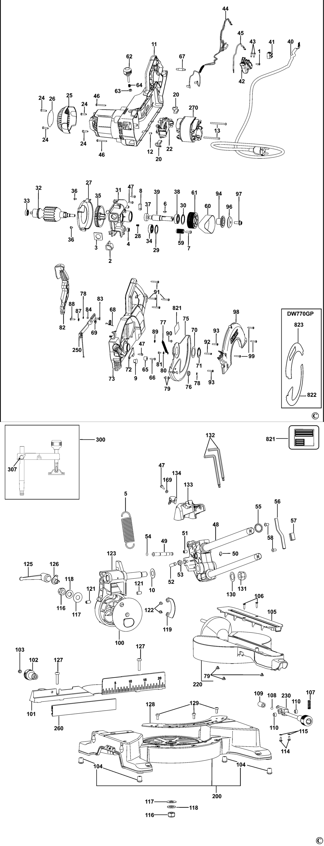 Dewalt DW770GP Type 2 Mitre Saw Spare Parts