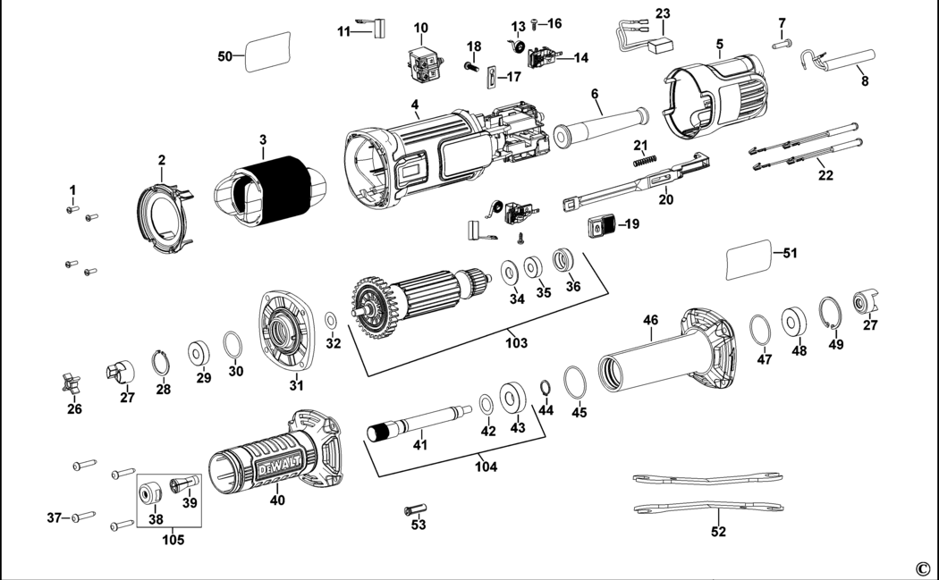 Dewalt DWE4884 Type 1 Die Grinder Spare Parts