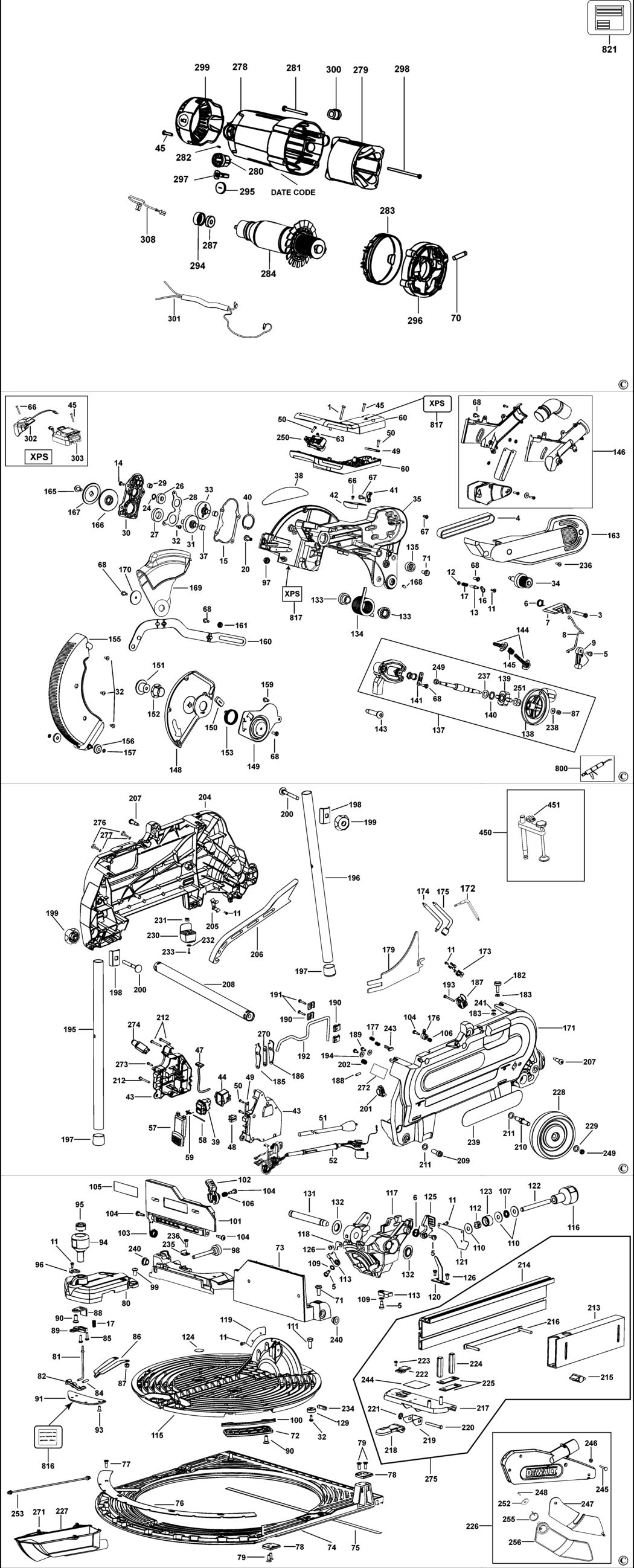 Dewalt D27107 Type 6 Combination Saw Spare Parts