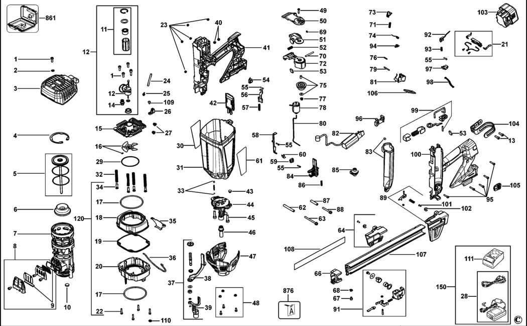 Dewalt DDF5120550 Type 1 Nailer Spare Parts